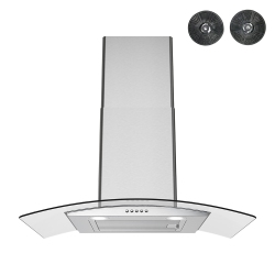 STREAMLINE 30 In. Rosmini Ductless Wall Mount 220 Cfm Range Hood In Brushed Stainless Steel With Baffle Filters, Push Button Control, Led Lights
