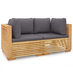 VIDAXL Garden Corner Sofas With Cushions 2 PCs Solid Teak Wood