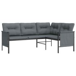 VIDAXL Garden Corner Sofa Anthracite Steel And Textilene