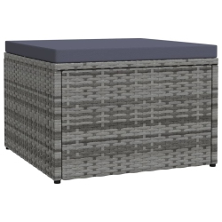 VIDAXL Garden Footstool With Cushion Poly Rattan In Grey