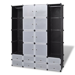 VIDAXL Modular Cabinet 18 Compartments Black And 37X146X180.5 Cm In White