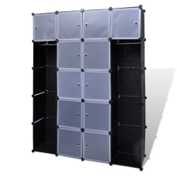 VIDAXL Modular Cabinet 14 Compartments Black And 37X146X180.5 Cm In White