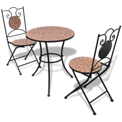 VIDAXL 3 Piece Bistro Set Ceramic Tile Terracotta