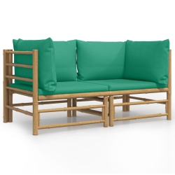 VIDAXL Garden Corner Sofas With Cushions 2 PCs Bamboo In Green