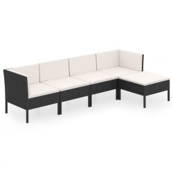 VIDAXL 5 Piece Garden Lounge Set With Cushions Poly Rattan In Black