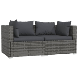 VIDAXL 2-Seater Sofa With Cushions Poly Rattan In Grey