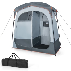 COSTWAY 2 Room Shower Tent Oversize Privacy Shelter Portable Dressing Toilet Outdoor