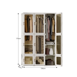 ANTBOX Closet 15 Grids 9 Doors 3 Hangers, Portable Wardrobe Closet Storage Organizer for Clothes, Folding All-In-One Plastic Wardrobe \w Magnetic