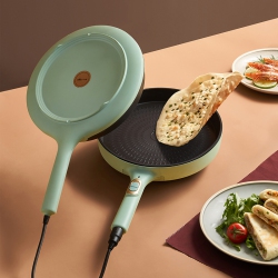 BEAR Electric Double Sided Crepe/pancake Grill Pan Dbc-D15G2, Electric Griddle, Detachable Multifunctional Pan, 11.8" Glass Cover