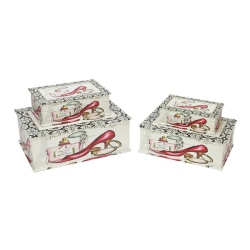 NORTHLIGHT Set Of 4 Vintage-Style French Fashion Decorative Wooden Storage Boxes 13.75