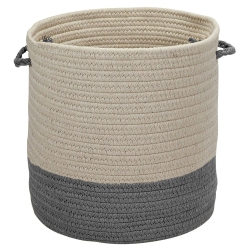 COLONIAL MILLS 11" And Beige Handmade Braided Basket In Gray