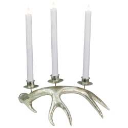 NORTHLIGHT Deer Antler Christmas Taper Candle Holder - 12" - In Champagne