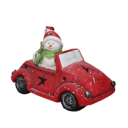 NORTHLIGHT Pre-Lit Led Joyful Snowman Driving A Beetle Star Car Tabletop Decor In Red