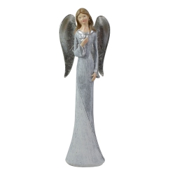 NORTHLIGHT Angel Figure Holding A Star - 6.5" - In Silver