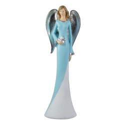 NORTHLIGHT Angel Figurine Holding A Star - 6.5" - In Blue