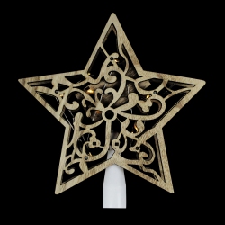 NORTHLIGHT 10" Lighted Star With Cut-Out Design Christmas Tree Topper - Clear Lights In Brown