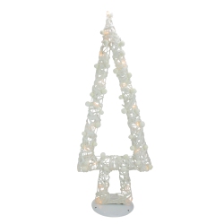 NORTHLIGHT Lighted Glitter String And Cotton Ball Christmas Tree Decoration - 34