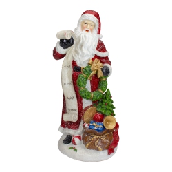 NORTHLIGHT Santa Claus With Gift Sack And A Nice And Naughty List Christmas Figurine - 11.5