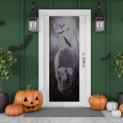 NORTHLIGHT Spooky Graveyard With Skull And Bats Halloween Door Decoration - 70.75