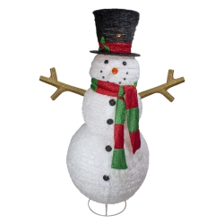 NORTHLIGHT Lighted Tinsel Snowman Outdoor Christmas Decoration - 60" - Warm Lights In White
