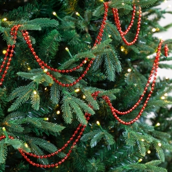 NORTHLIGHT Shiny Metallic Faceted Beaded Christmas Garland - 15' X .25" - In Red