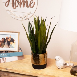 NORTHLIGHT Artificial Agave Succulent Plant In A Textured Pot - 17