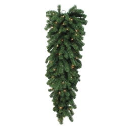 NORTHLIGHT Pre-Lit Deluxe Windsor Pine Artificial Christmas Teardrop Swag - 54" - Clear Lights