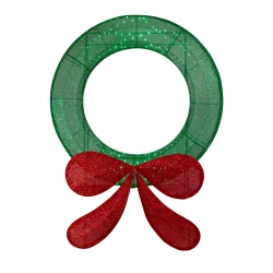 NORTHLIGHT Commercial-Sized Lighted Tinsel Christmas Wreath Outdoor Decoration - 48