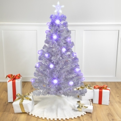 NORTHLIGHT Pre-Lit Medium Color Changing Fiber Optic Artificial Christmas Tree - 4' - White - Led Lights In Blue