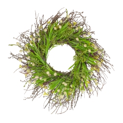 NORTHLIGHT Burrs And Brush Artificial Floral Spring Wreath, Green And - 18-Inch In Yellow