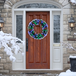 NORTHLIGHT Multi-Function Color Changing Fiber Optic Artificial Pine Christmas Wreath - 24