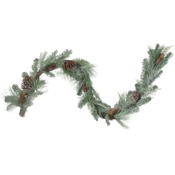 NORTHLIGHT Frosted Mixed Pine And Pine Cones Artificial Christmas Garland - 6' X 9" - Unlit
