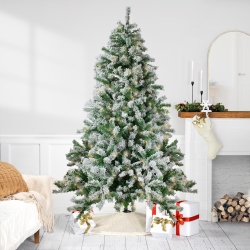 NORTHLIGHT Pre-Lit Led Medium Flocked Winter Park Fir Artificial Christmas Tree - 7.5' - Warm Clear