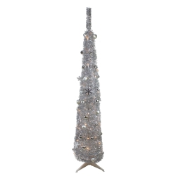 NORTHLIGHT 6' Pre-Lit Pre-Decorated Pop-Up Artificial Christmas Tree In Silver