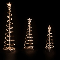 NORTHLIGHT Pre-Lit Spiral Outdoor Christmas Trees - 3' 4' And 6' - Clear Lights - Set Of 3