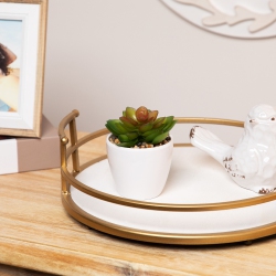 NORTHLIGHT Mini Potted Artificial Succulent Plant - 4" In White