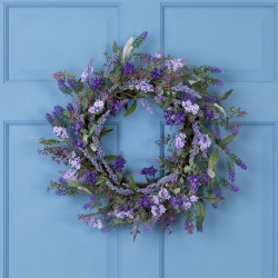NORTHLIGHT Lavender Artificial Spring Floral Wreath, Purple And - 18-Inch In Green