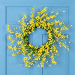 NORTHLIGHT Forsythia Artificial Spring Floral Wreath - 20" - In Yellow