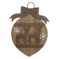 NORTHLIGHT Rustic Reindeer Christmas Ornament Wall Sign - 17.5