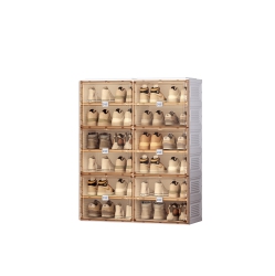 ANTBOX Shoe Cabinet 6 Layers 12 Grids (24 Pairs) Portable Shoe Organizers Storage Boxes With Magnetic Door, Easy Assembly