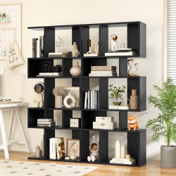 GYMAX 2 PCs 5 Cubes Ladder Shelf Freestanding Bookshelf Display Rack Bookcase