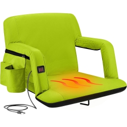 ALPCOUR Extra-Wide Heated Reclining Stadium Seat - Waterproof, Thick Padding - In Lime