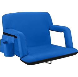 ALPCOUR Extra-Wide Reclining Stadium Seat - Waterproof, Extra Thick Padding - In Blue
