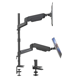 SHOPPINGALL Extra Long Vertically Stacked Dual Gas Spring Monitor Arm for 15”-32” Screens, Both Desk Clamp And Grommet Mounting Options In The