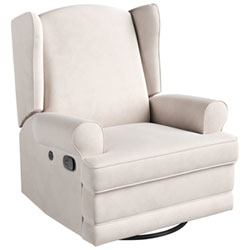 Storkcraft Serenity Wingback Upholstered Reclining Glider with USB Charging Port - Steel