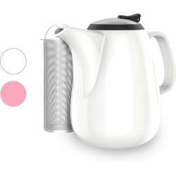 VERRE COLLECTION Premium Teapot - Large Teapot With Strainer - 47 OZ / 1400 Ml - Ceramic Teapot With Heat Resistant Handle & Removable Steel Infuser