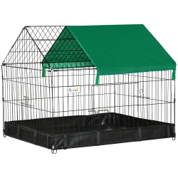 PAWHUT Metal Rabbit Cage With Water-Resistant Cover, Outdoor Small Animal Cage, Cat Playpen Kennel Enclosure In Black