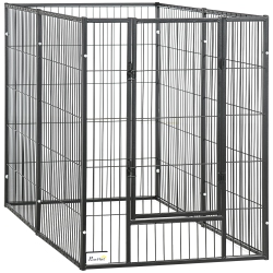 PAWHUT 6 Panel Dog Playpen Dog Pen Metal Pet Fence for Outside Indoor, Adjustable Width, Heavy Duty Steel Frame, 32.5"-59"w X 24"d X 40"h In Black