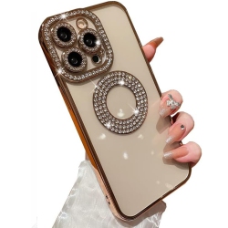 SUPERSHIELD for Iphone 15 Pro Max Case, Camera Protection \w Glitter Sparkle Diamond Bling Rhinestone Shiny Cute Cover \w Logo View Case Compatible
