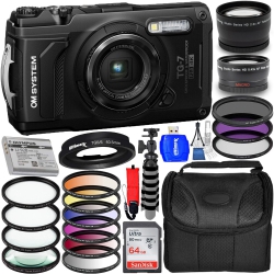 OLYMPUS Om System Tough Tg-7 Digital Camera (Black) V110030Bu000 - 12PC Accessory Bundle